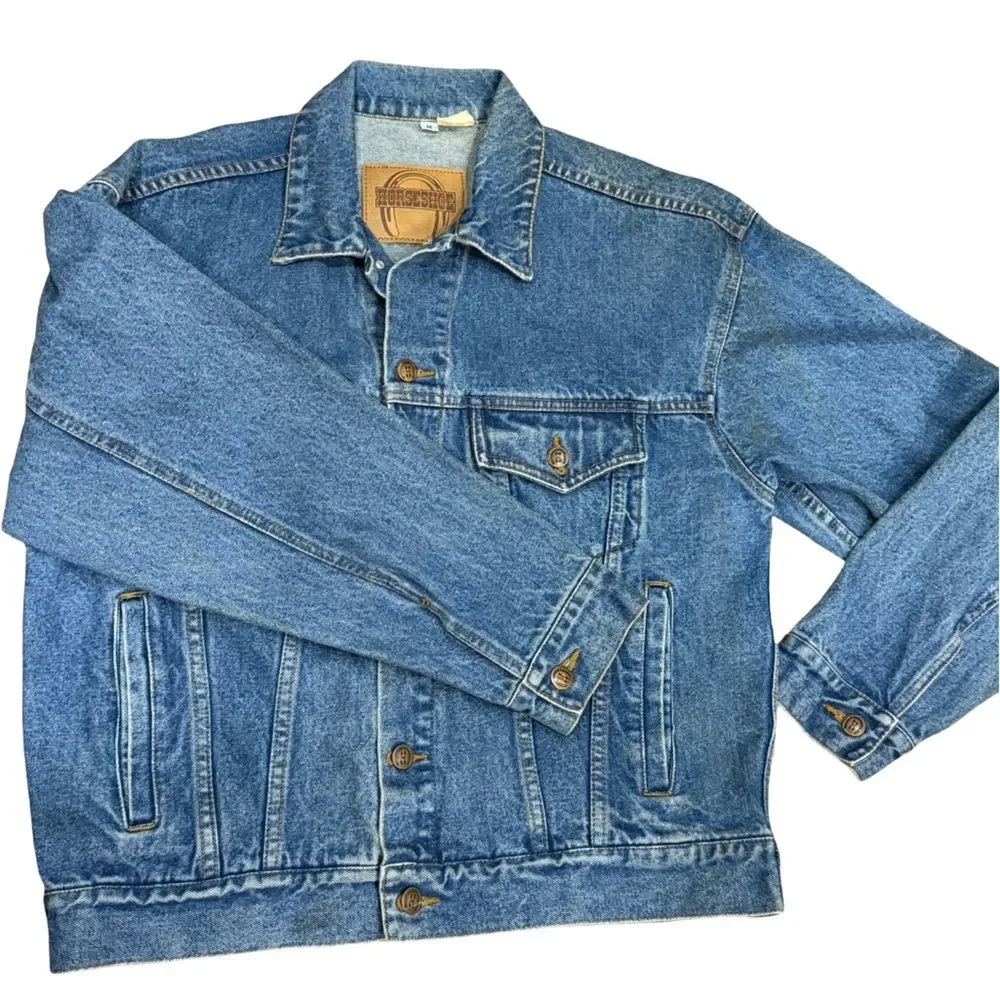 🧥🐎 Vintage Women’s Horseshoe Casino Hotel Embroidered Jean Jacket – Size M‎